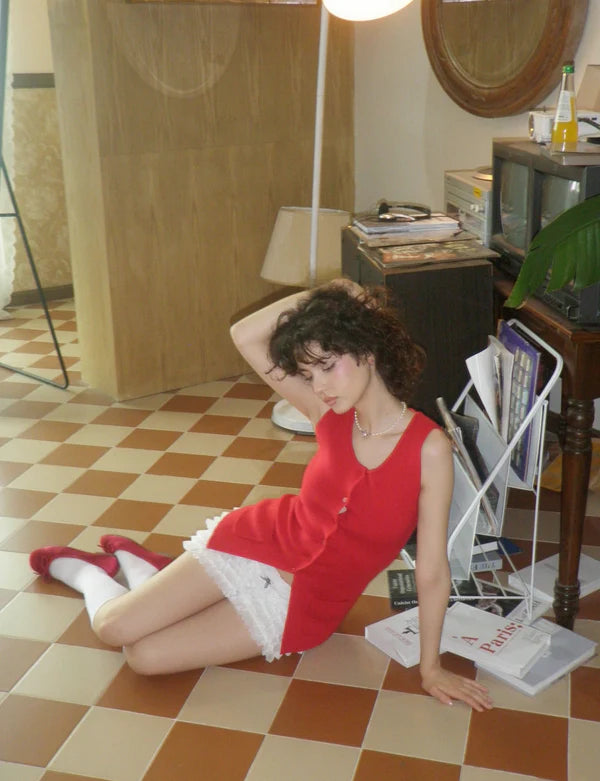 Tomato Red Knit Vest