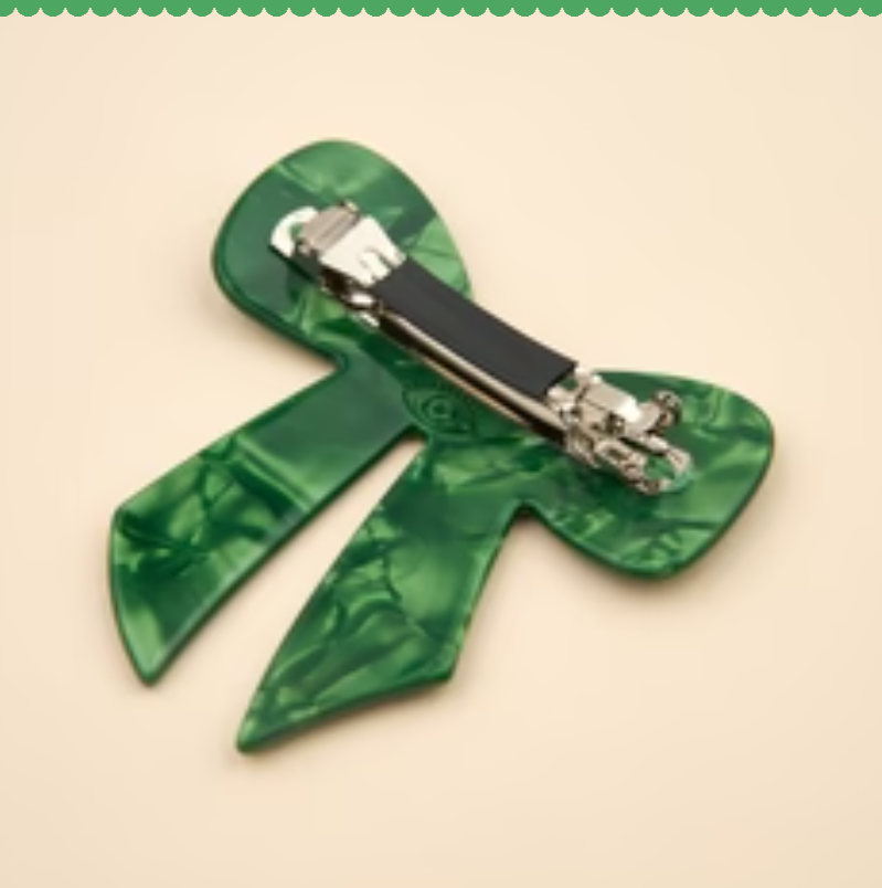 GREEN RIBBON FRENCH BARRETTE