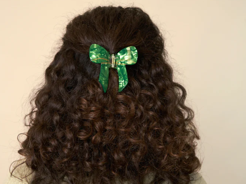 Green Ribbon Hair Claw