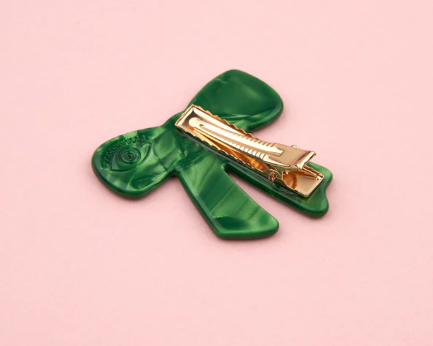 Green Ribbon Hair Clip