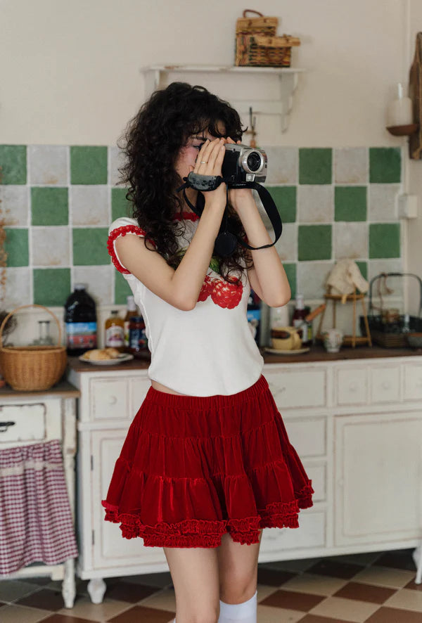 Red Velvet Mini Skort