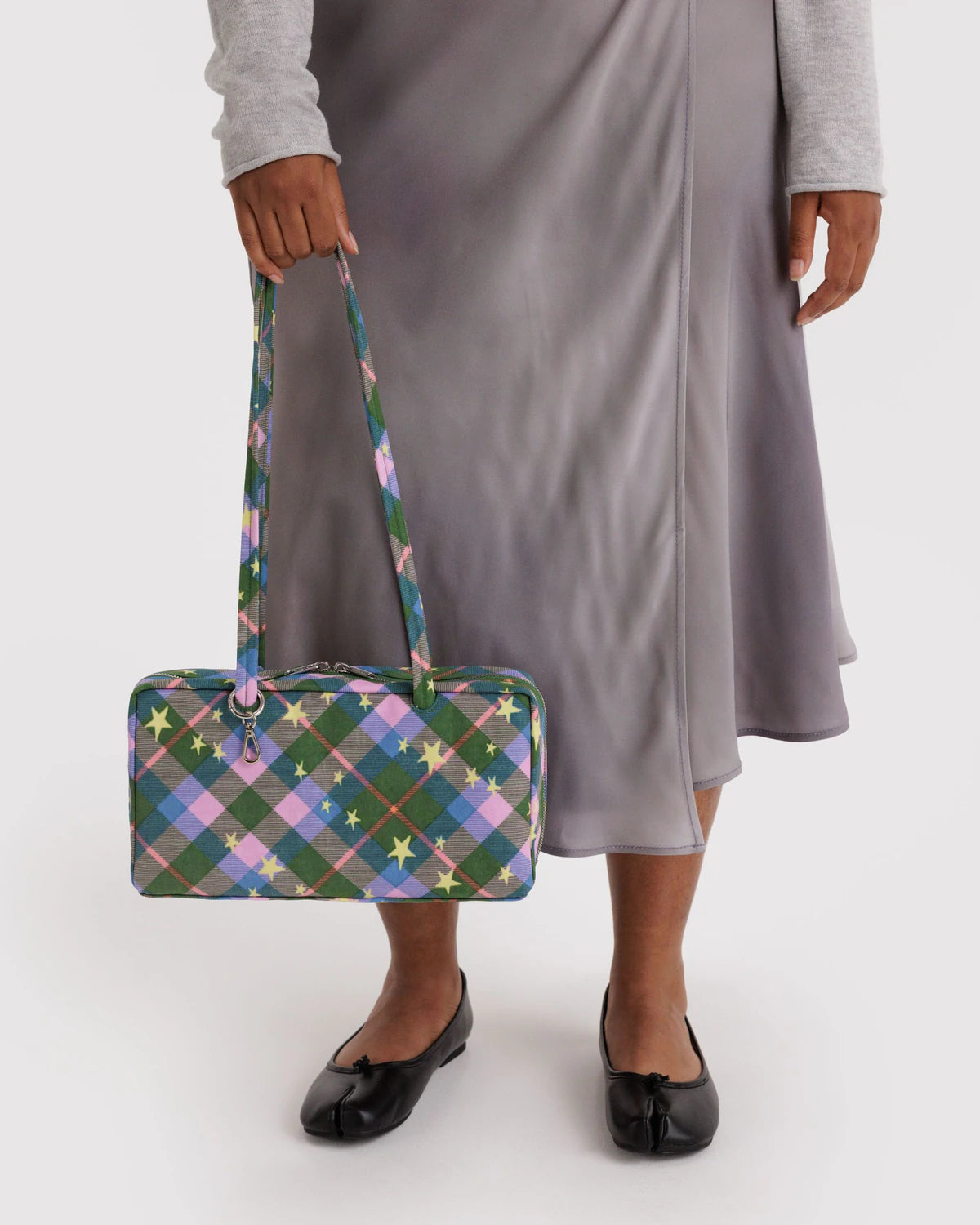 Nylon Bowler Bag Green Star Plaid