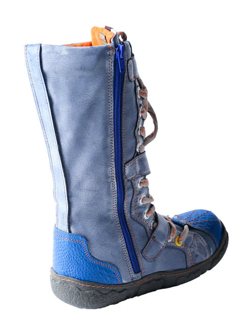 Bottes plates en cuir PU délavé à lanières pour femmes TMA EYES avec grande taille