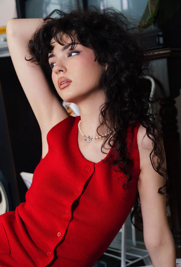 Tomato Red Knit Vest