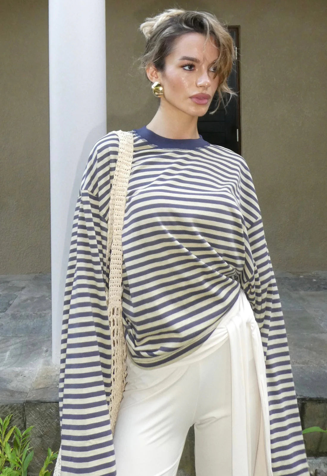 BLOOM LONG SLEEVE BEIGE STRIPE