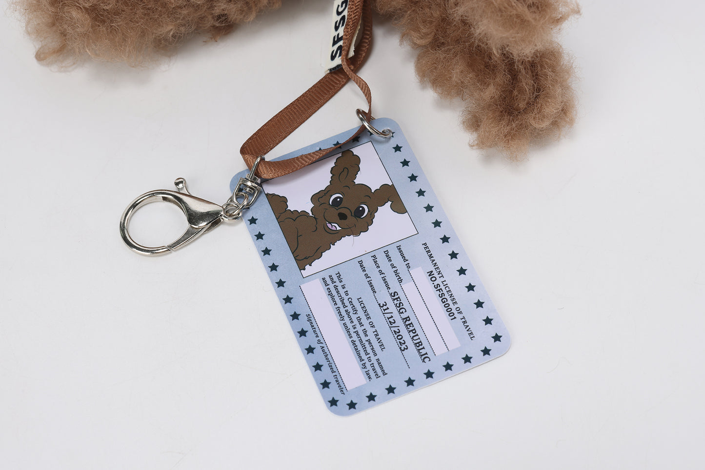 Pendentif chiot griffonné marron SFSG