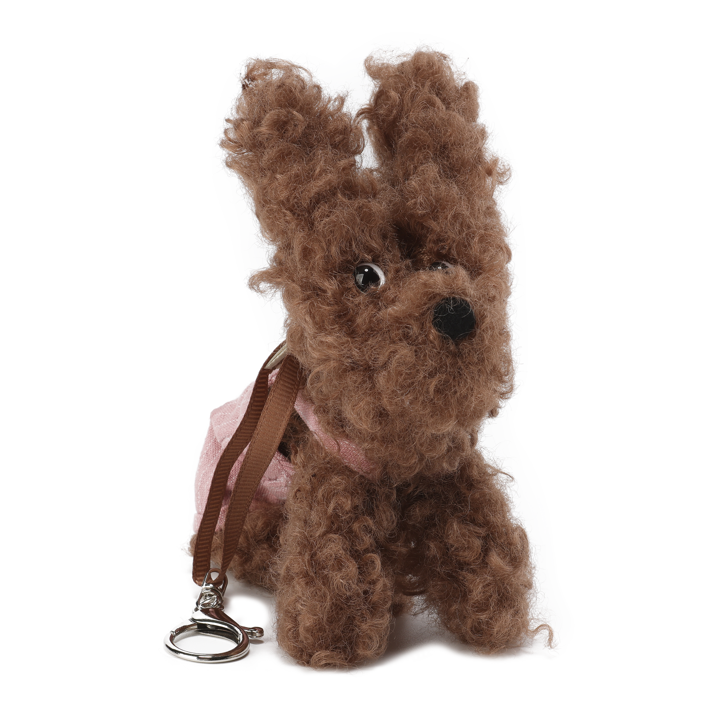 Pink striped overalls with brown scribbles puppy