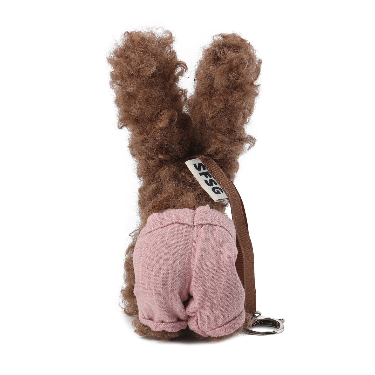 Pink striped overalls with brown scribbles puppy