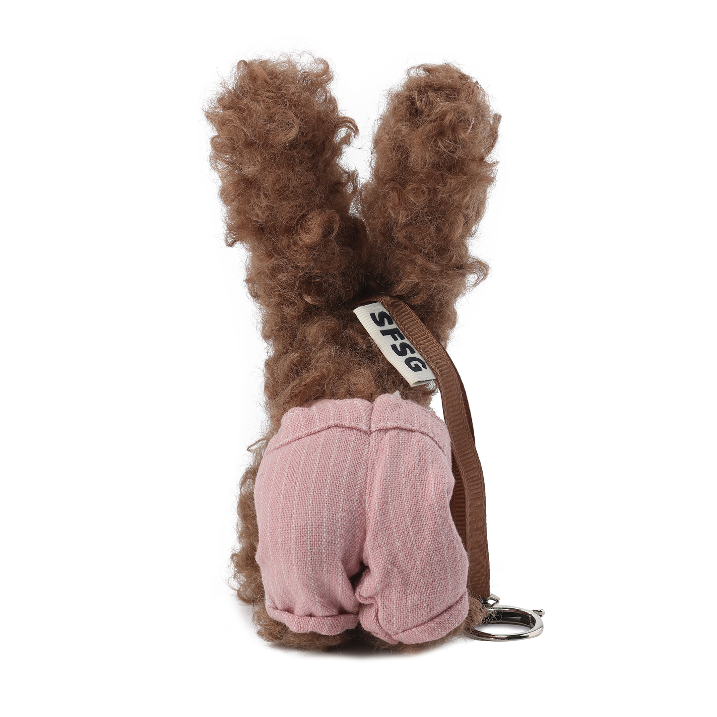 Pink striped overalls with brown scribbles puppy