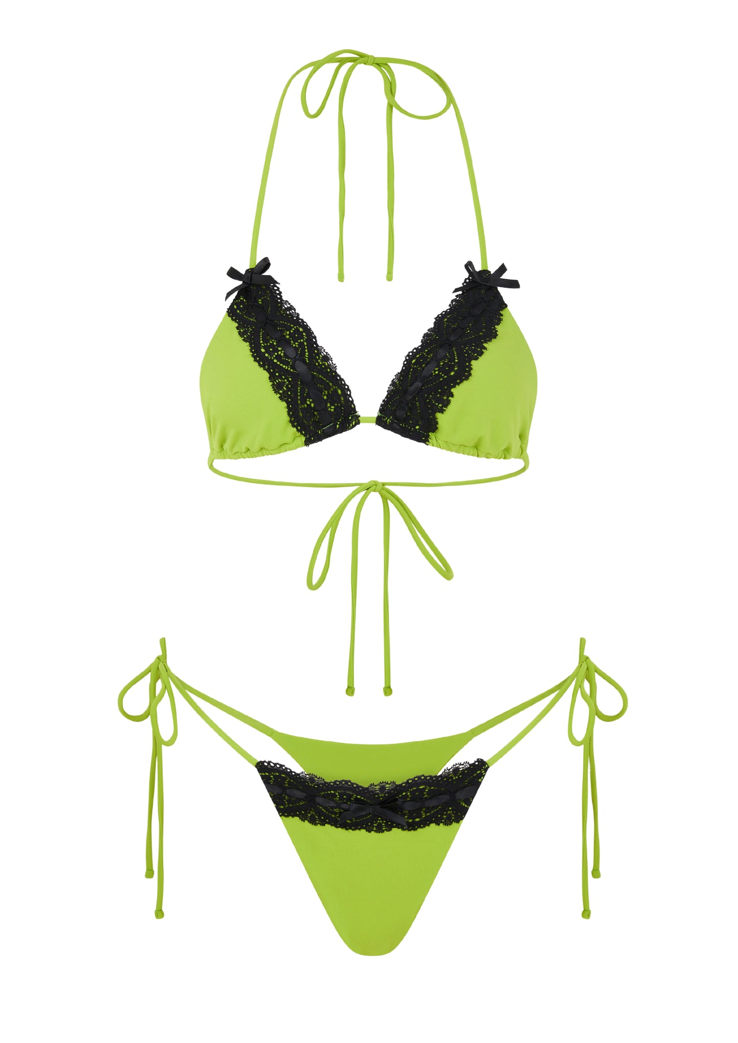 LINGERIE BIKINI EN VERT ET NOIR