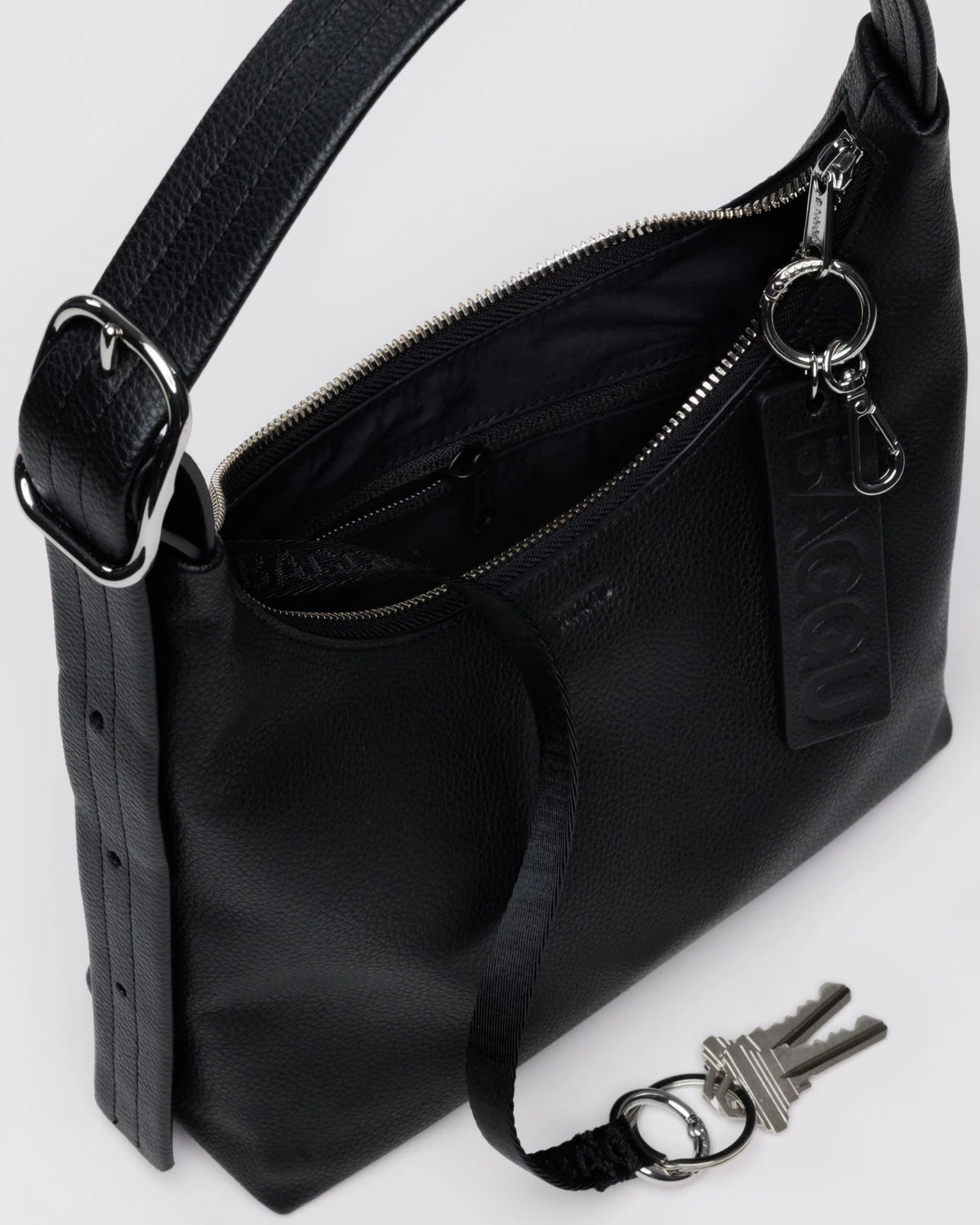 Mini Recycled Leather Shoulder Bag Black