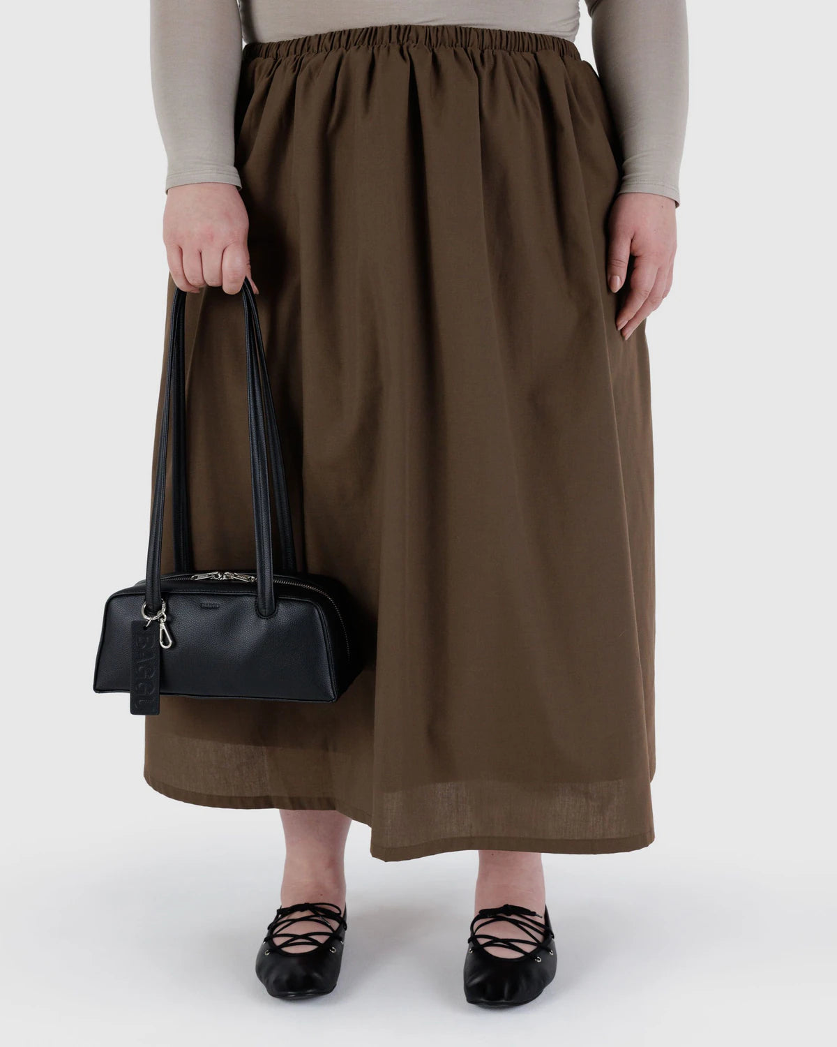 Small Recycled Leather Bowler Bag Black