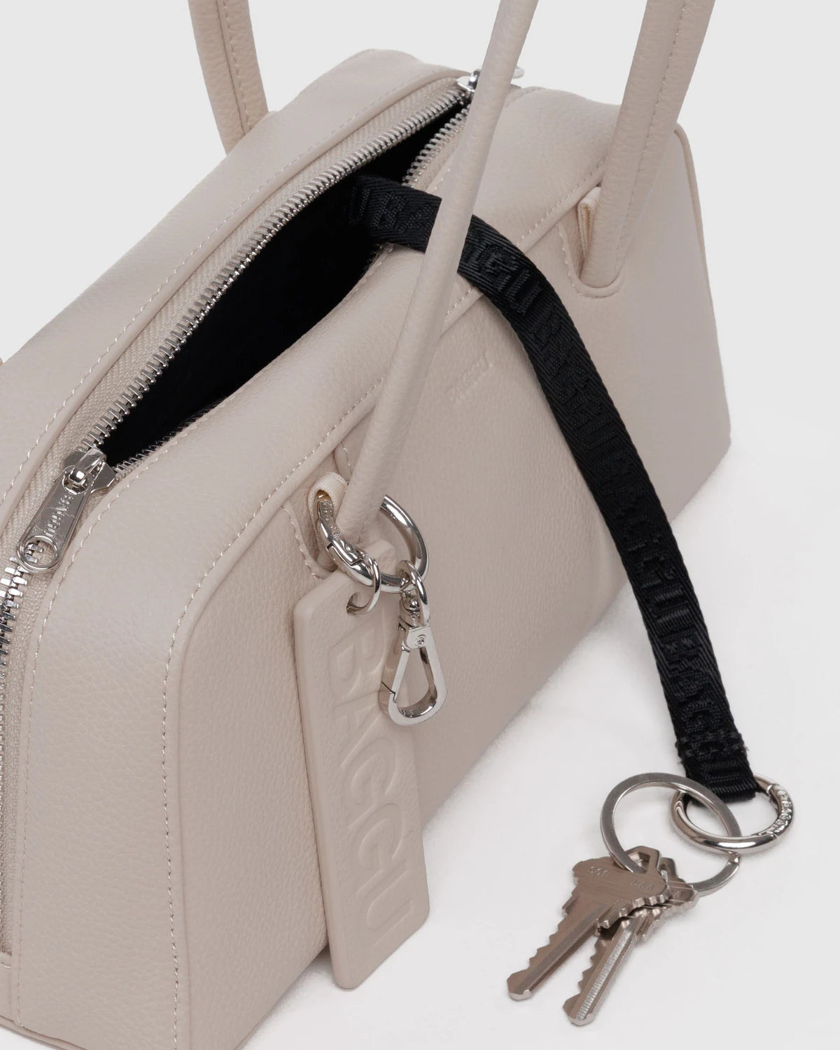 Small Recycled Leather Bowler Bag Stone