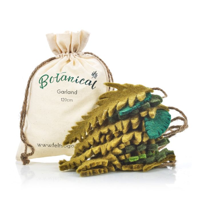 Guirlande botanique en feutre biodégradable faite à la main pour décoration d'intérieur