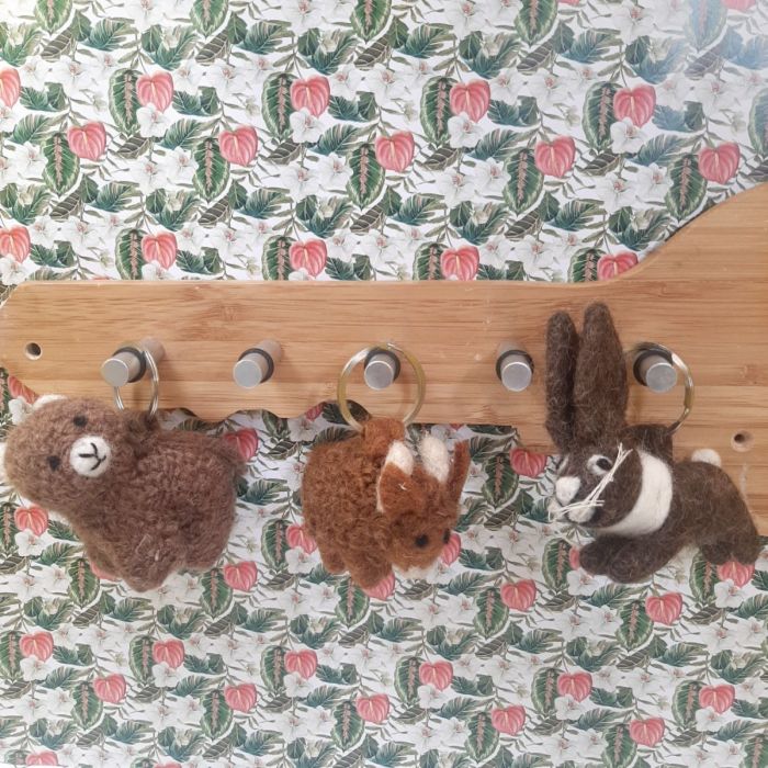 Handmade Felt Fair trade Herbie Hare Keyring
