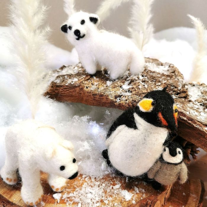 Handmade Felt Polar Bear Biodegradable Hanging Decoration