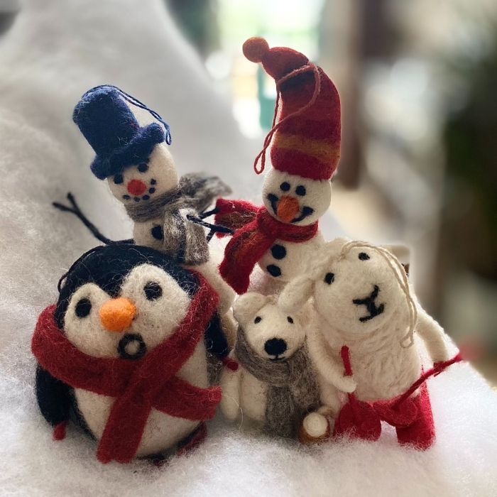 Handmade Felt William Snowman Biodegradable Hanging Decoration
