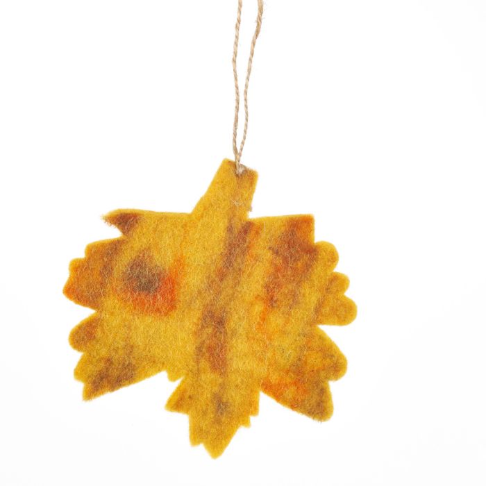 Handmade Felt Fair trade Autumnal Leaves (Set of 5) Hanging Decorations