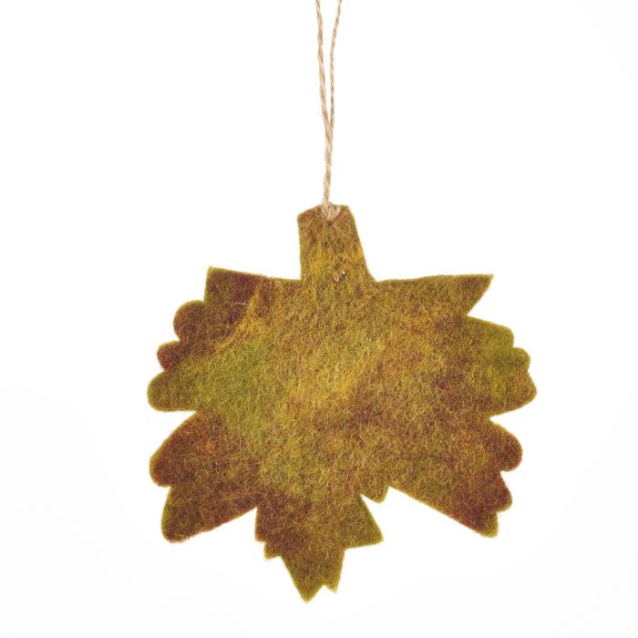 Handmade Felt Fair trade Autumnal Leaves (Set of 5) Hanging Decorations