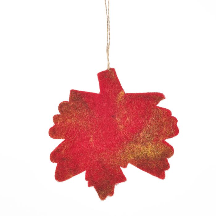 Handmade Felt Fair trade Autumnal Leaves (Set of 5) Hanging Decorations
