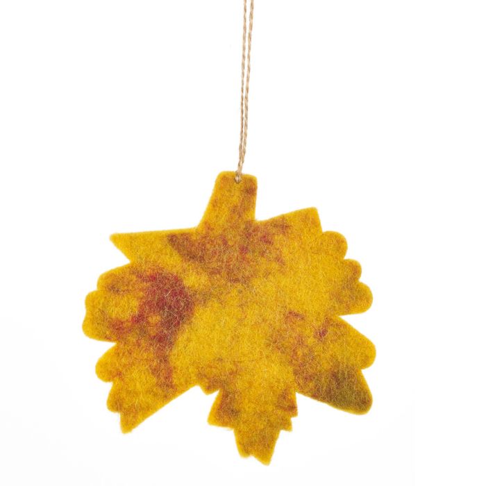 Handmade Felt Fair trade Autumnal Leaves (Set of 5) Hanging Decorations
