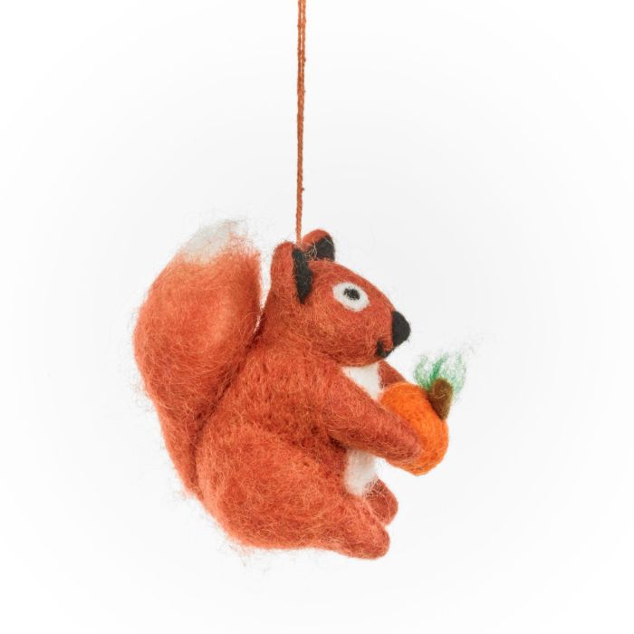 Handmade Felt Autumnal Seymour Squirrel Hanging Decoration