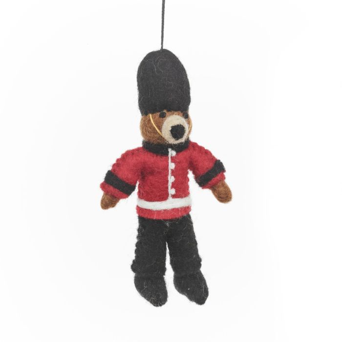 Ours Beefeater en feutre fait main, souvenir de Londres, décoration