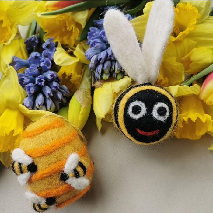 Handmade Hanging Busy Beehive Felt Biodegradable Decoration