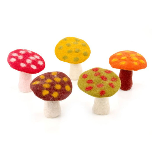 Décoration de champignon vénéneux biodégradable en feutre fait main