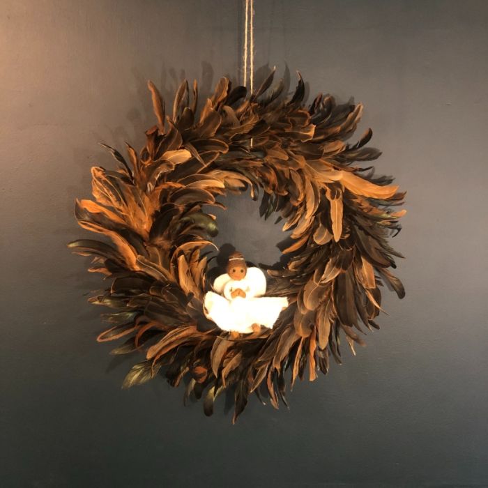Ange de Noël noir en feutre fait main et fabriqué à la main, décoration d'arbre à suspendre
