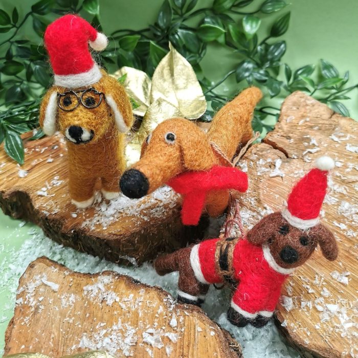 Handmade Hanging Needle Felt Jasper the Dog Decoration