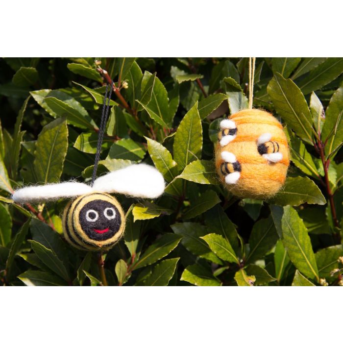 Handmade Hanging Busy Beehive Felt Biodegradable Decoration