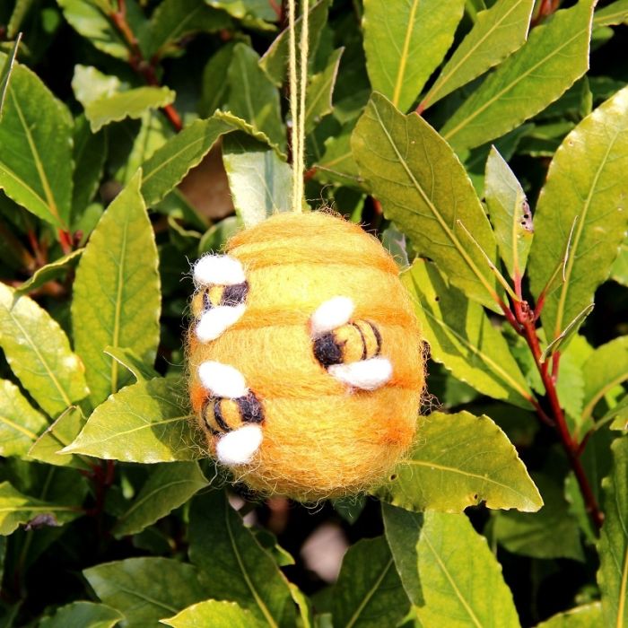 Handmade Hanging Busy Beehive Felt Biodegradable Decoration