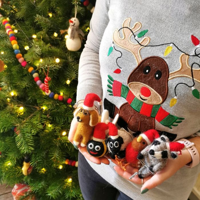 Handmade Felt Saint Nicholas the Dog Hanging Christmas Decoration