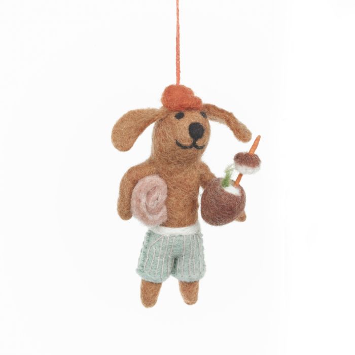 Handmade Felt Coconut Canine Hanging Summer Dog Decoration