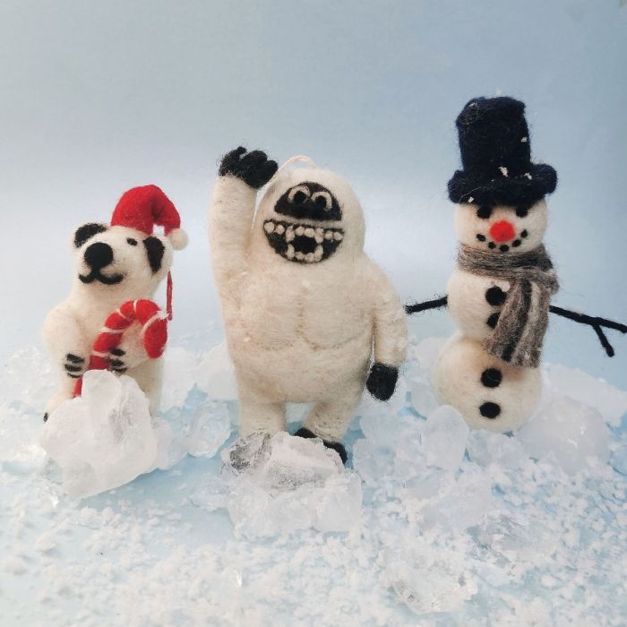 Handmade Felt William Snowman Biodegradable Hanging Decoration