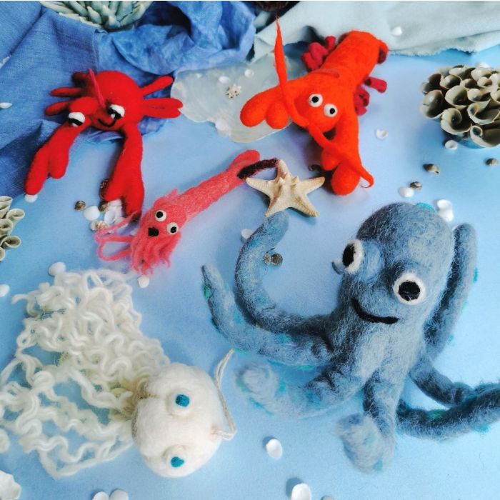 Handmade Felt Hanging Sebastian Crab Biodegradable Felt Decoration