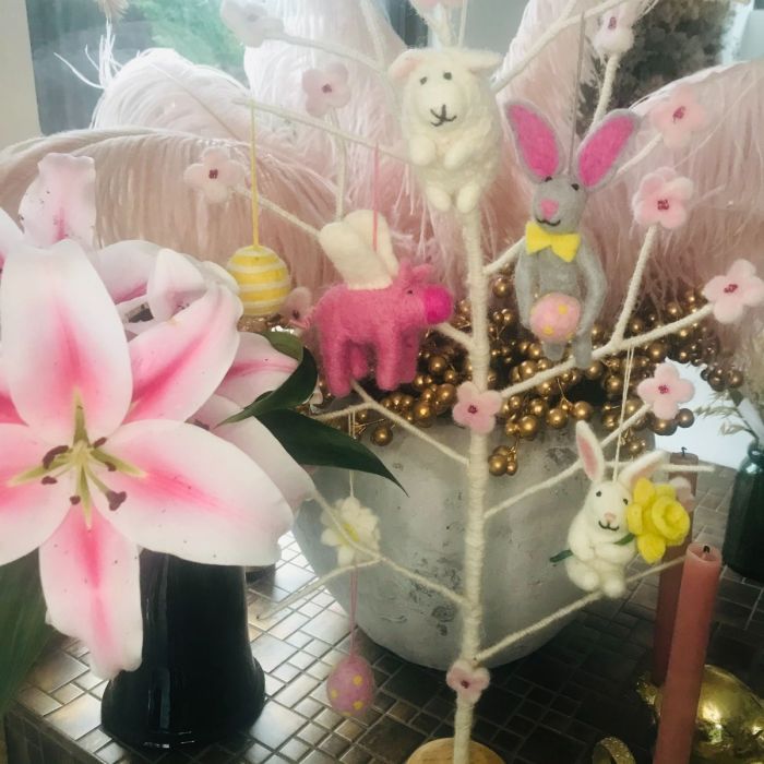 Handmade Felt Delilah Bunny Hanging Easter Decoration