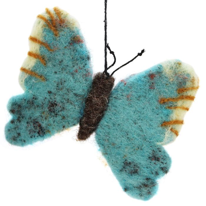 Papillon empereur en feutre fait à la main, décoration biodégradable à suspendre
