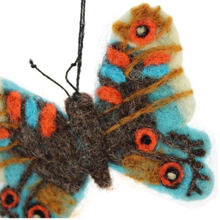 Papillon empereur en feutre fait à la main, décoration biodégradable à suspendre