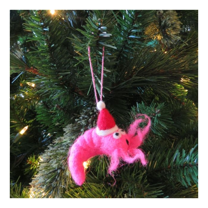 Décoration de Noël suspendue en feutre fait main en forme de crevette