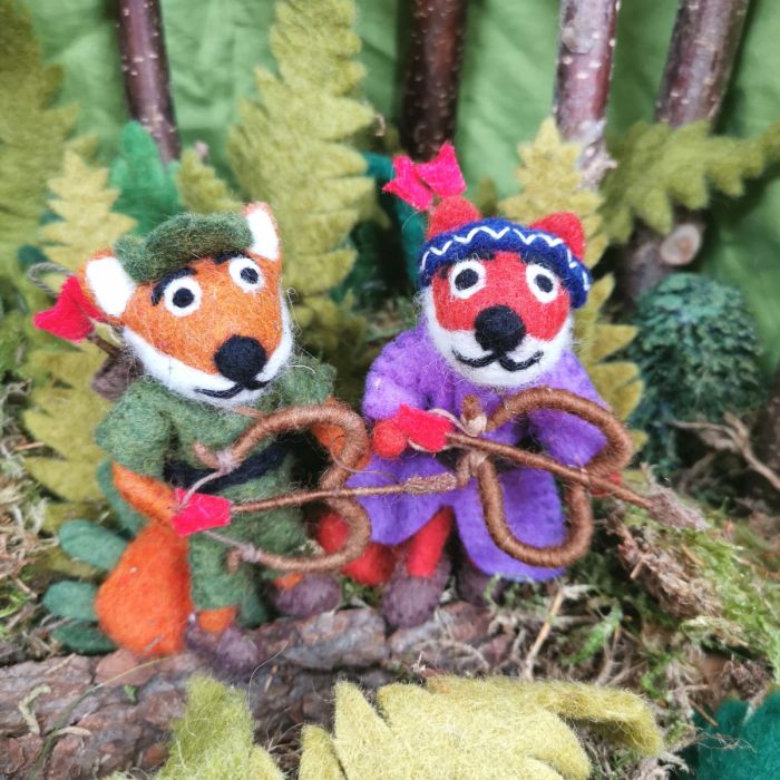 Handmade Felt Fox Robin Hood Hanging Decoration