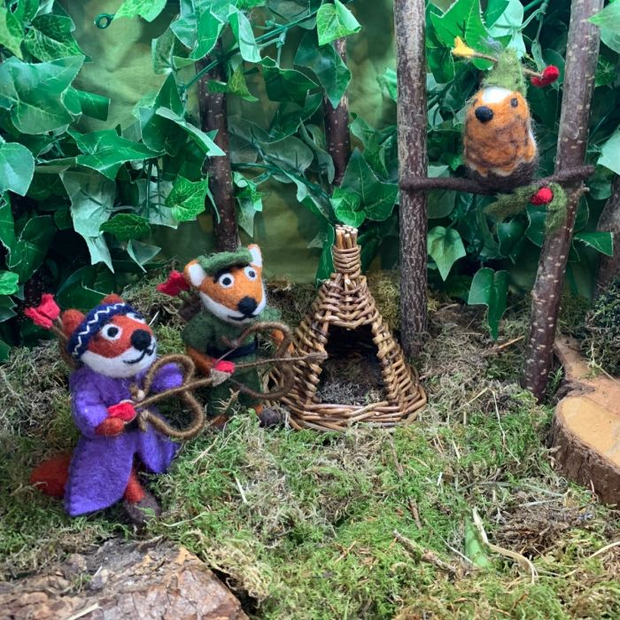 Handmade Felt Fox Robin Hood Hanging Decoration
