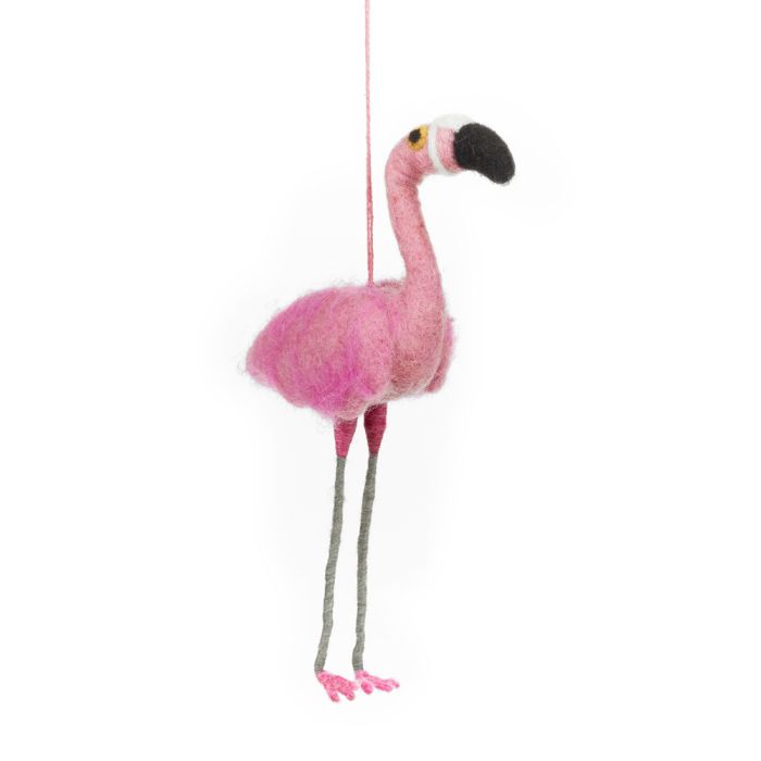 Handmade Felt Frankie Flamingo Hanging Decoration