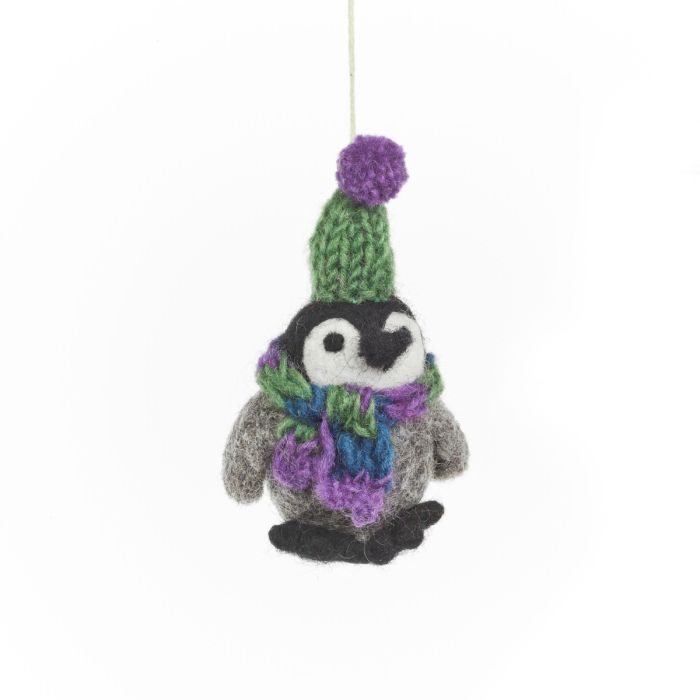 Handmade Felt Frosty Penguins Hanging Christmas Decorations