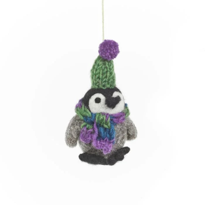 Handmade Felt Frosty Penguins Hanging Christmas Decorations