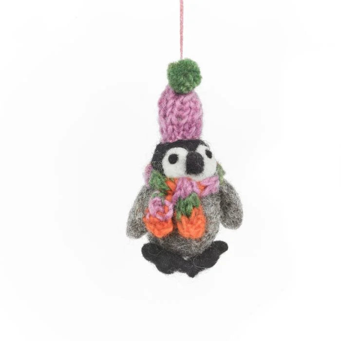 Handmade Felt Frosty Penguins Hanging Christmas Decorations
