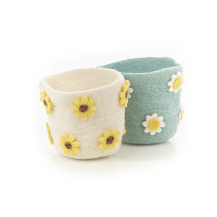 Handmade Felt Funky Floral Plant Pot