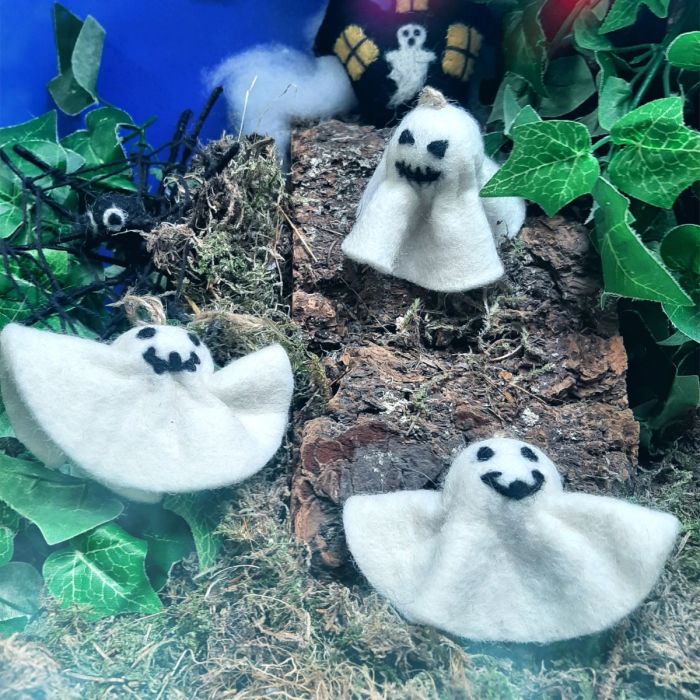 Handmade Felt Ghastly Ghosts (Set of 3) Hanging Halloween Decorations