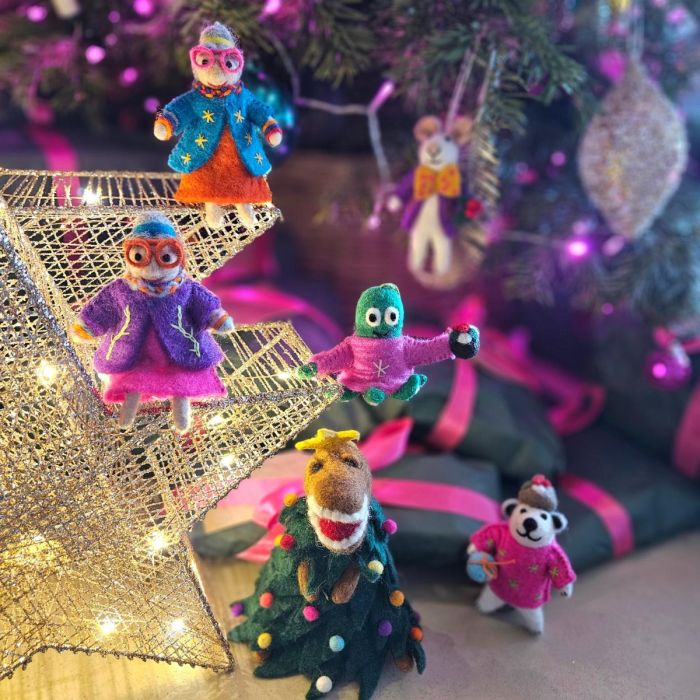 Handmade Felt Timmy Tentaclaus Hanging Christmas Octopus Decoration